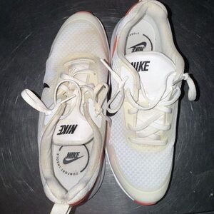 Nike White Sneakers with Coral and Black Accents